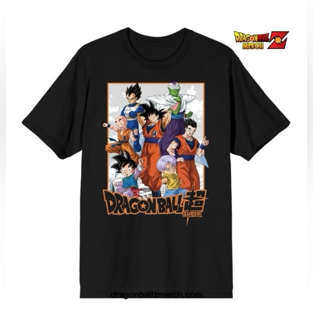 Dragon Ball Z Super Group Art Men's Black T-shirt Size S.